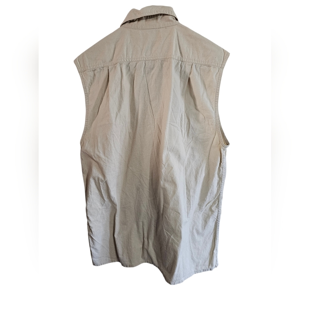 International Male Mens Medium Tan Safari Sleeveless Button Shirt Trucker Rare - Picture 3 of 7